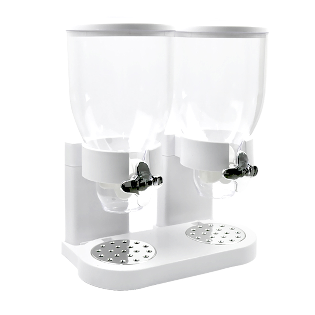 TOQUE Double Cereal Dispenser Dry Food White - Image 2