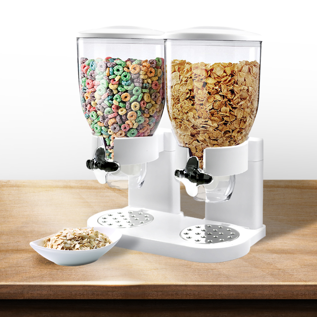 TOQUE Double Cereal Dispenser Dry Food White - Image 8