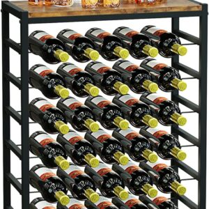 CARLA HOME 6-Tier Freestanding Wine Rack for 30 Bottles with Wood Countertop and Sturdy Metal Frame