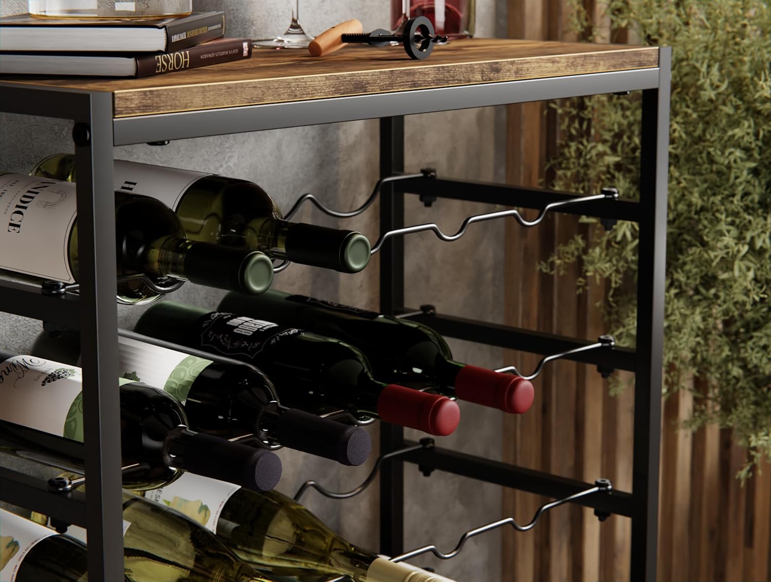 CARLA HOME 6-Tier Freestanding Wine Rack for 30 Bottles with Wood Countertop and Sturdy Metal Frame - Image 3