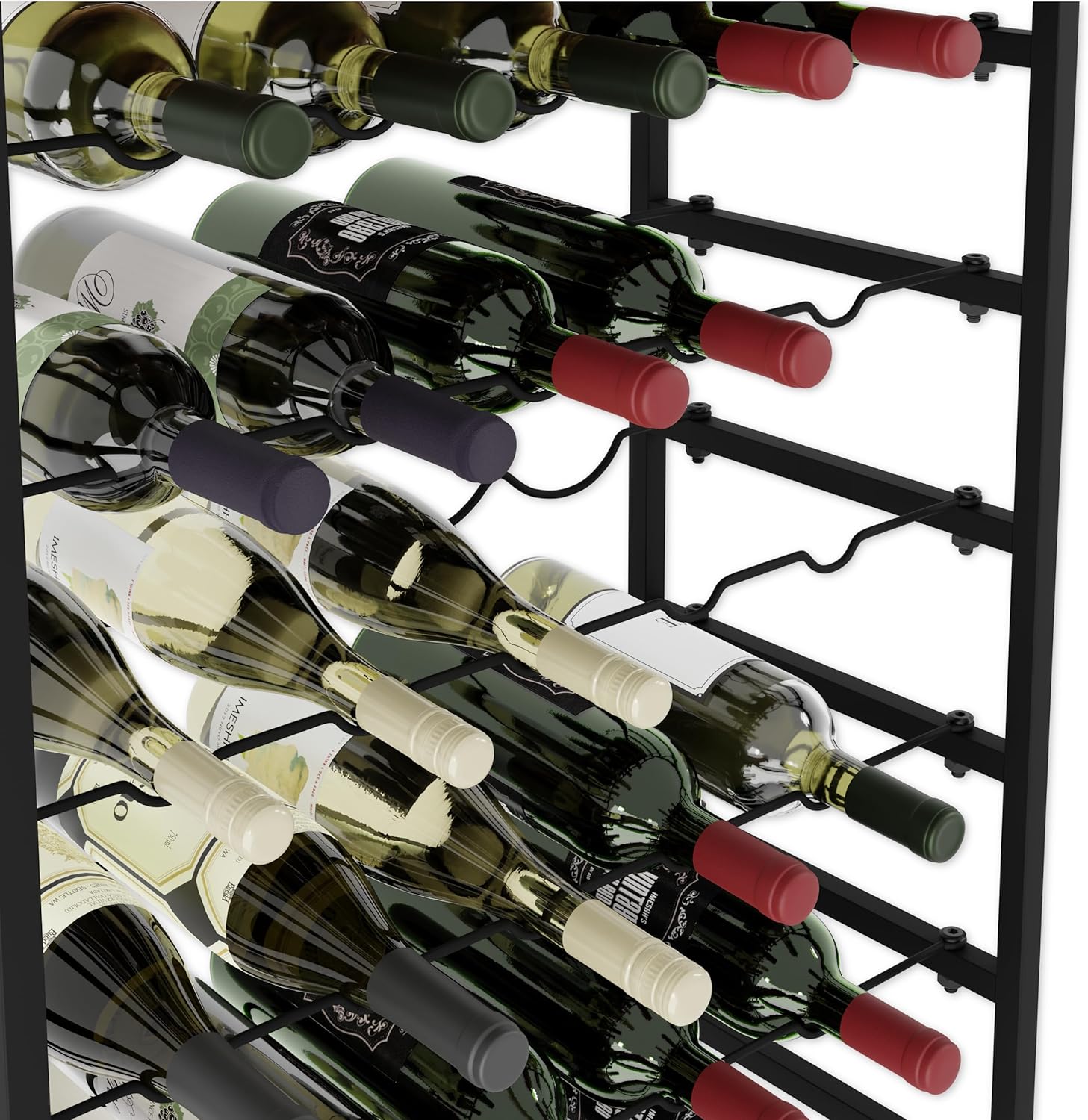 CARLA HOME 6-Tier Freestanding Wine Rack for 30 Bottles with Wood Countertop and Sturdy Metal Frame - Image 4