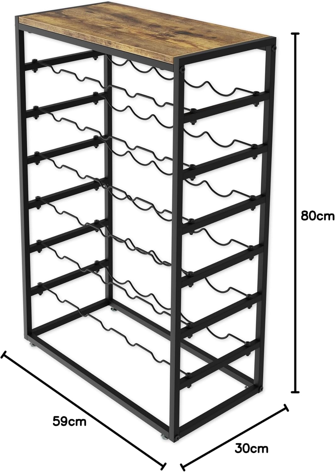 CARLA HOME 6-Tier Freestanding Wine Rack for 30 Bottles with Wood Countertop and Sturdy Metal Frame - Image 8