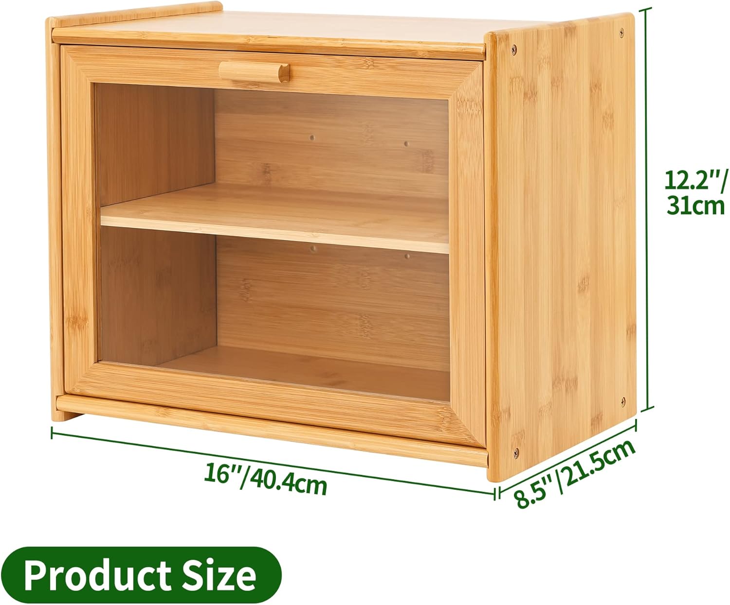 CARLA HOME Double Layer Bamboo Bread Box for Kitchen Counter with Large Capacity and Transparent Window - Image 8
