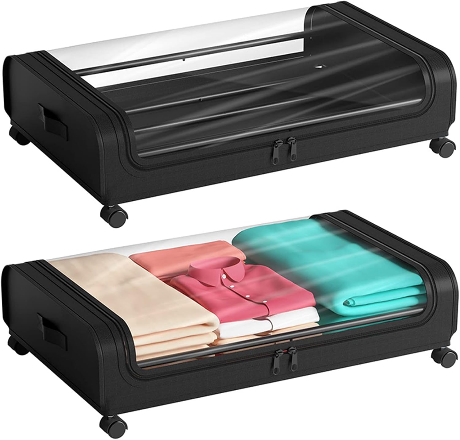 CARLA HOME Set 2 Pcs XXL Under Bed Rolling Storage Containers with 50L Large Capacity and Wheels