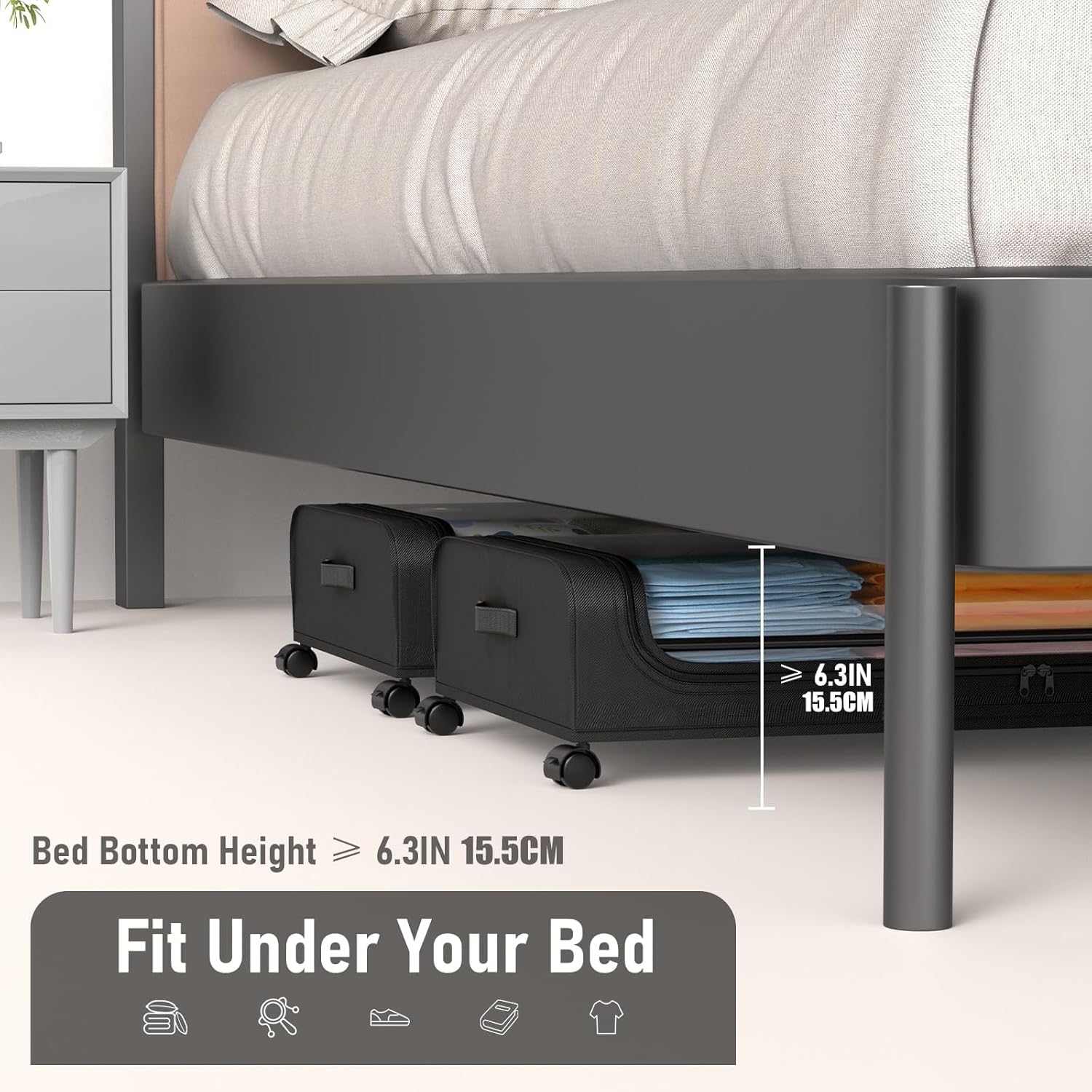 CARLA HOME Set 2 Pcs XXL Under Bed Rolling Storage Containers with 50L Large Capacity and Wheels - Image 7