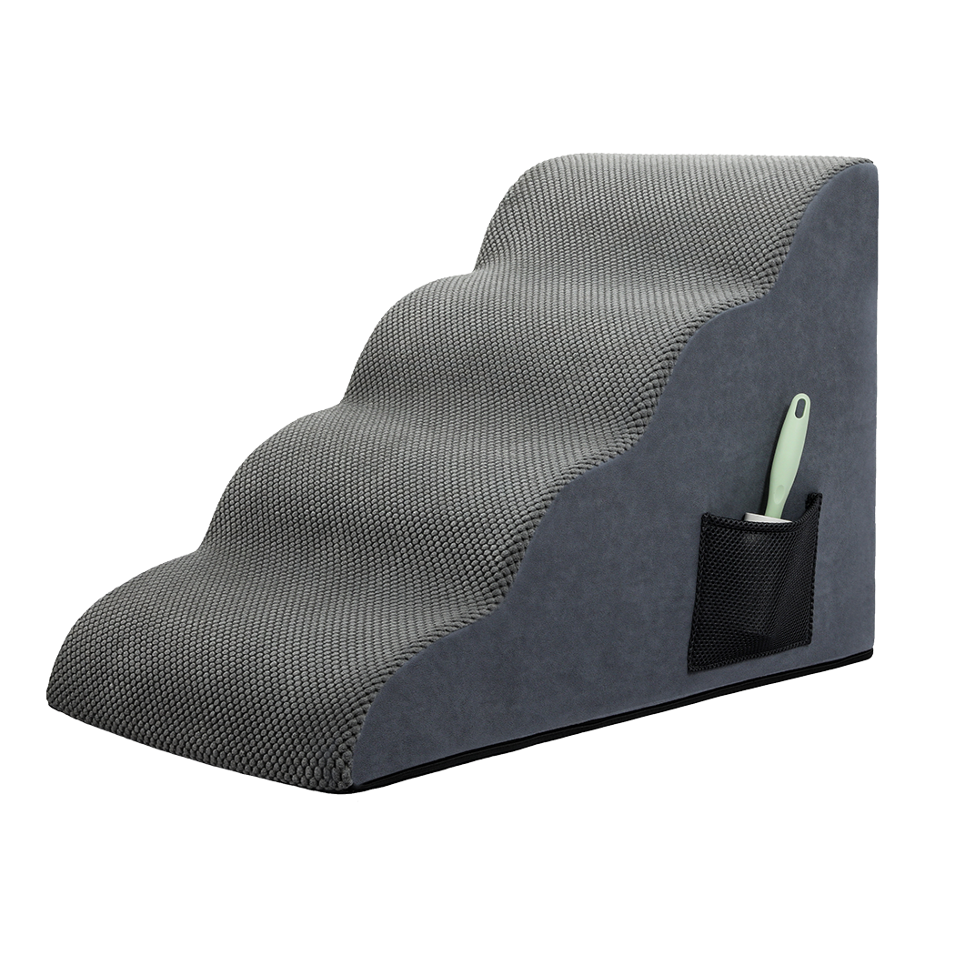 Pawz 4 Steps Pet Stairs Dog Ramp High Density Foam Grey - Image 9