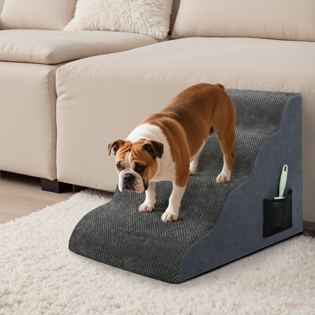 Pawz 4 Steps Pet Stairs Dog Ramp High Density Foam Grey - Image 8
