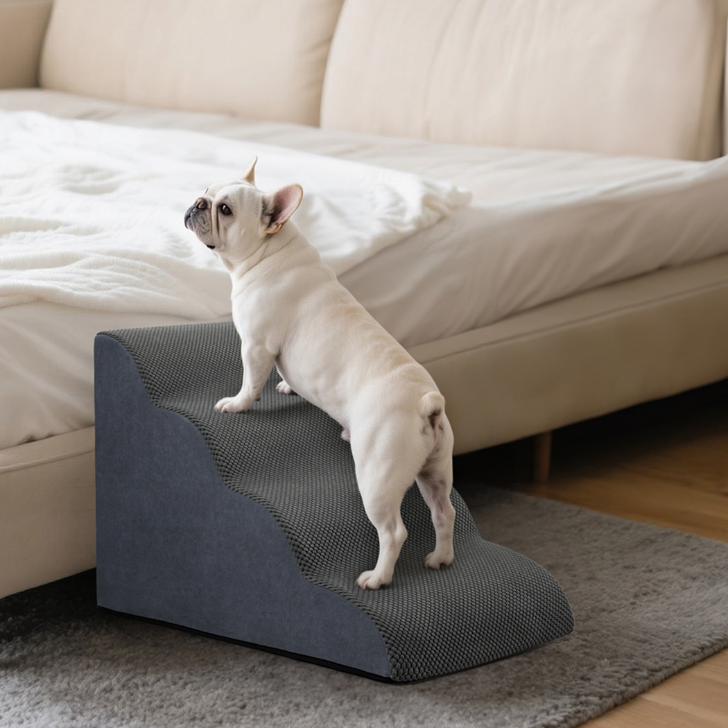 Pawz 4 Steps Pet Stairs Dog Ramp High Density Foam Grey - Image 7