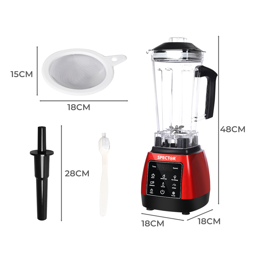 Spector 2L Commercial Blender Mixer Red - Image 3